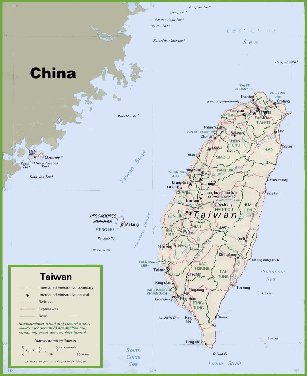 une carte de Taiwan