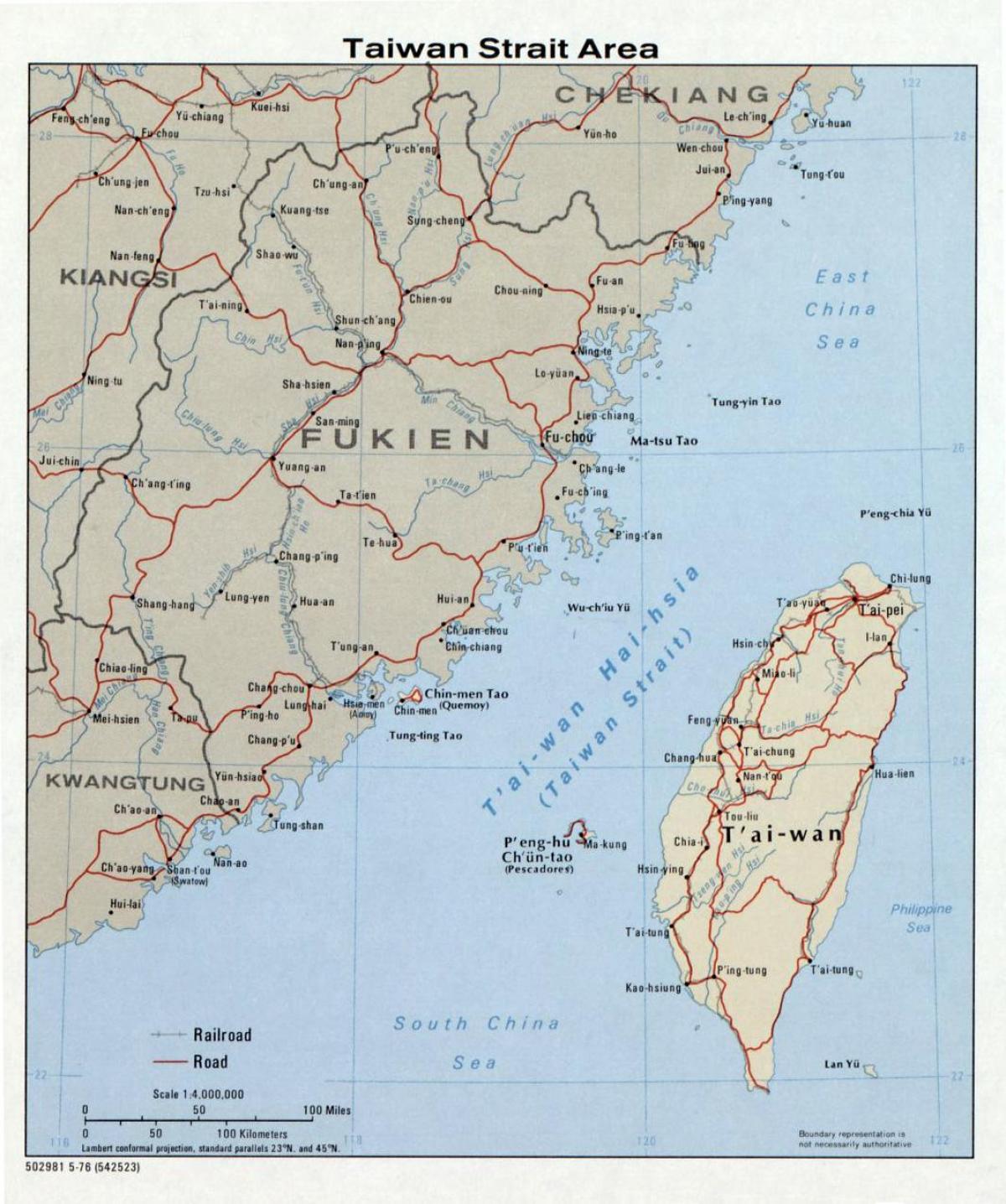 Carte du détroit de Taiwan