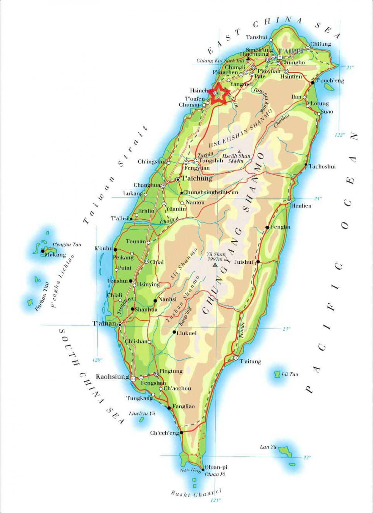 Carte de hsinchu à Taiwan