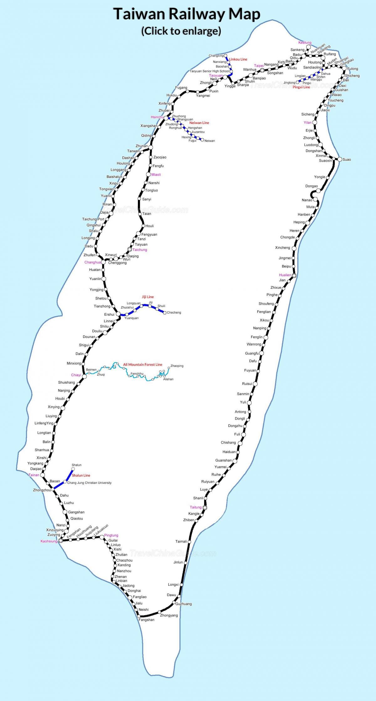 carte ferroviaire de Taiwan