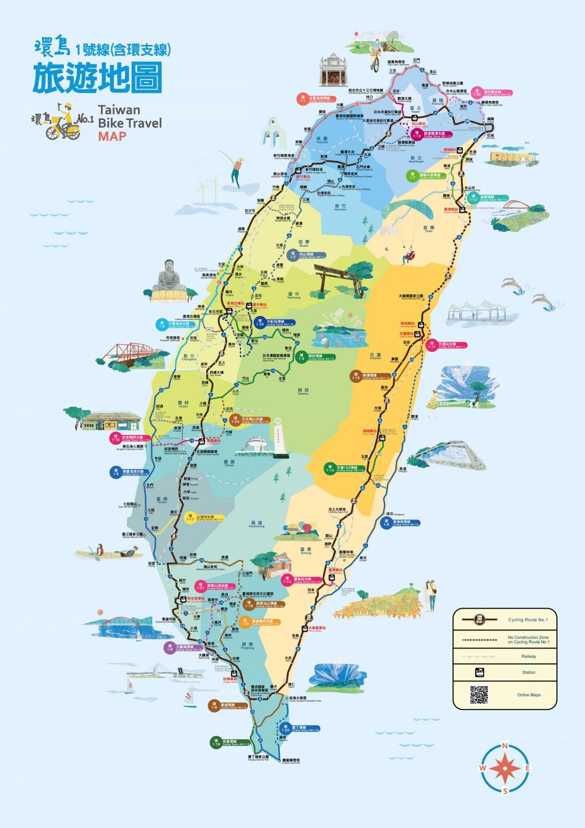 le vélo autour de Taiwan vélo de route map