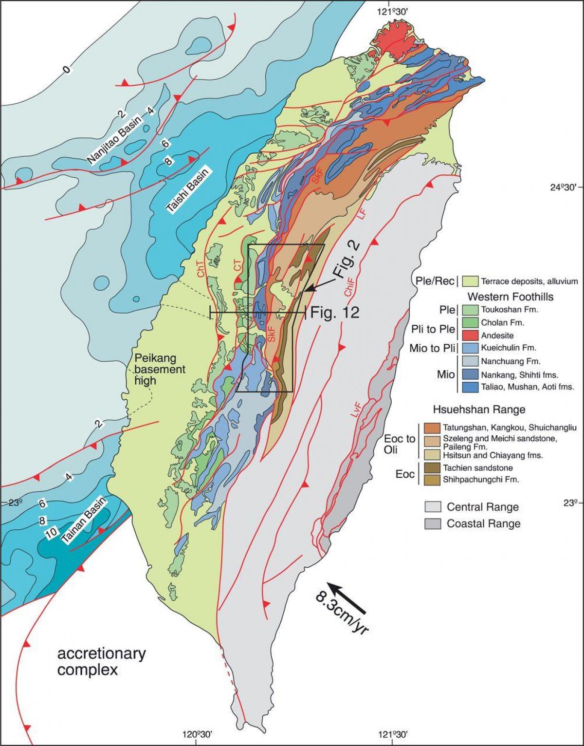 Carte de Taiwan géologique