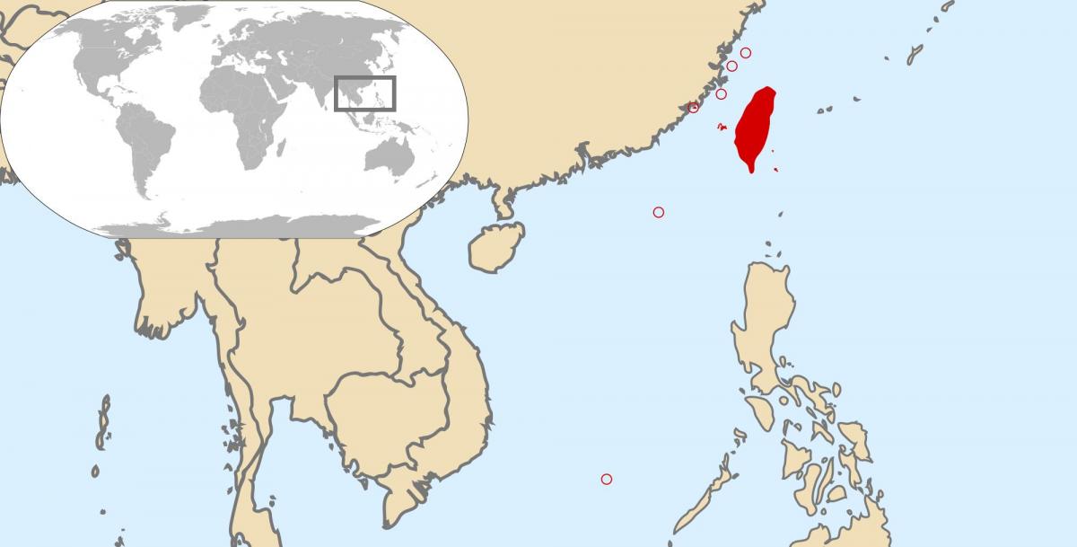 carte du monde montrant Taiwan