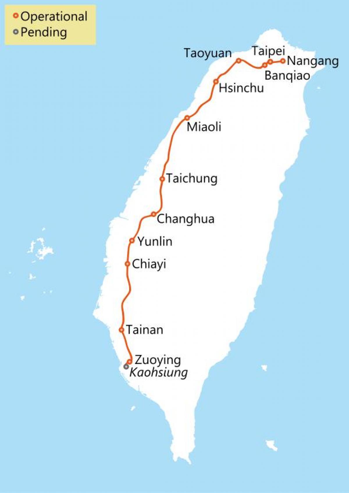 Taiwan high speed rail de carte d'itinéraire