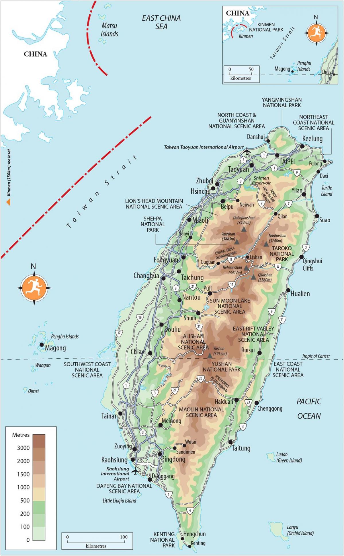 Carte de Taiwan, lieux d'intérêt