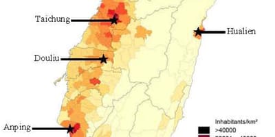 Carte de la densité de population de Taiwan