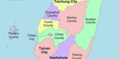 Carte de Taiwan comté 