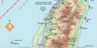 Carte de Taiwan, lieux d'intérêt